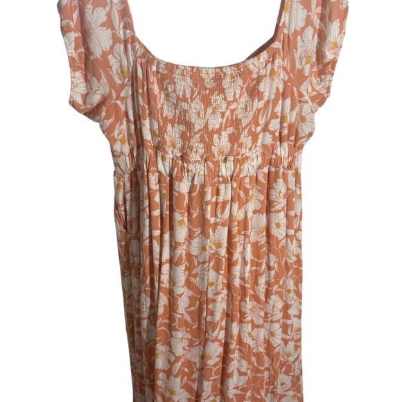 Torrid Maxi Off Shoulder Peach Floral Tie Front Dress With Pockets-Torrid Size 3 - Picture 6 of 9